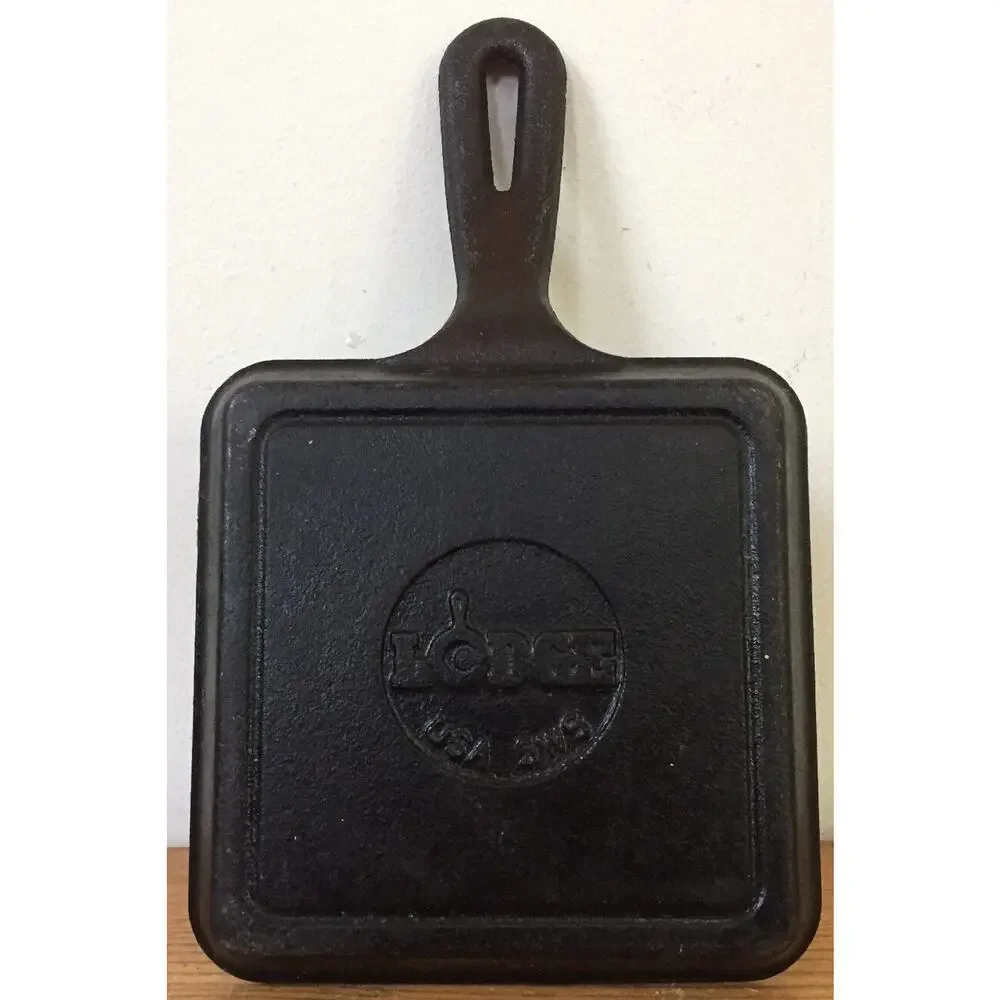 Vtg Lodge 5WS Cast Iron Small Square Cooking Cornbread Camping Frying Pan 5.5